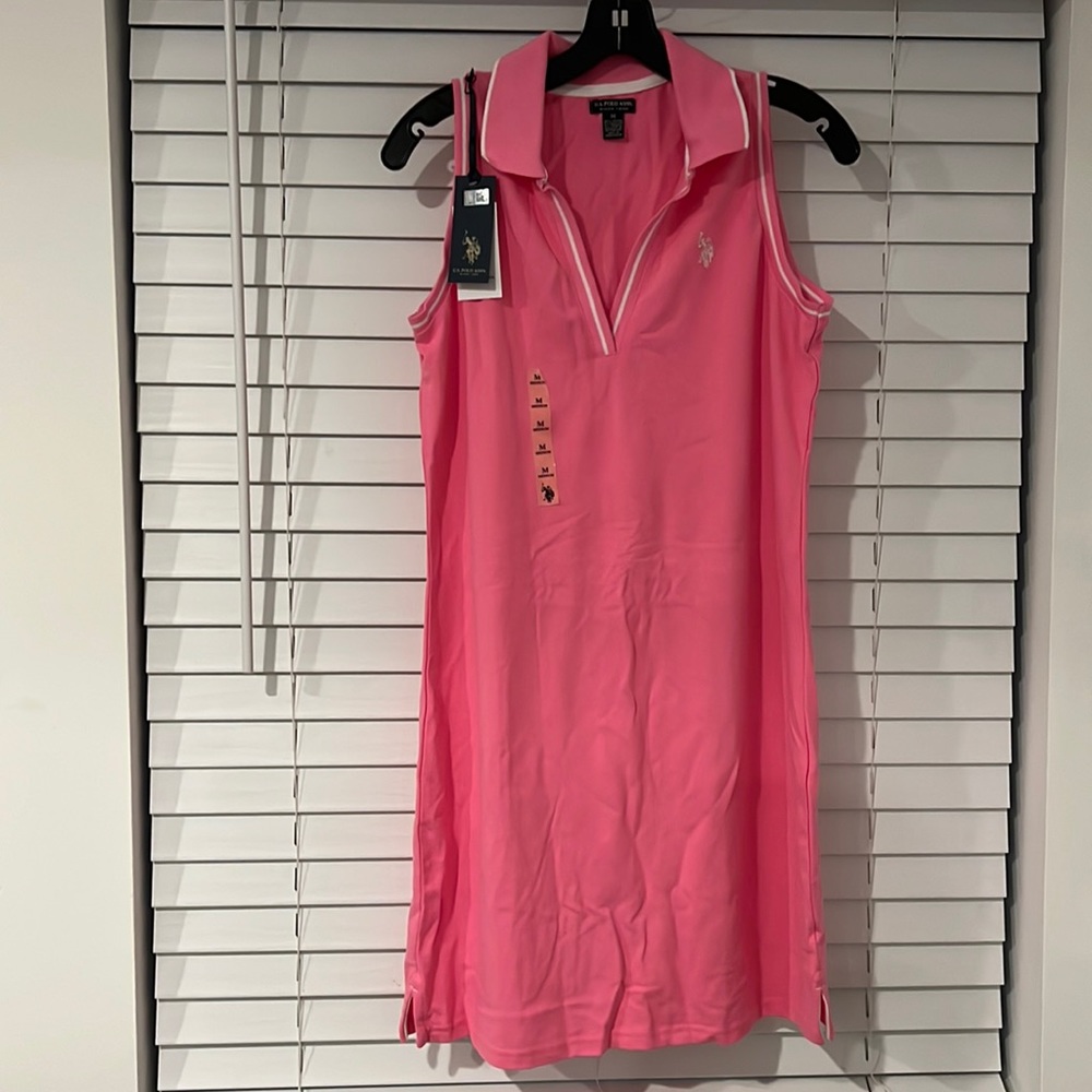 U.S. Polo Assn. Sleeveless Split-Neck Polo Dress M